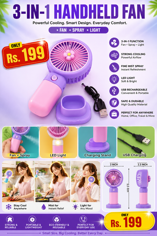 Multicolour Mini Portable Usb Hand Fan or Fan