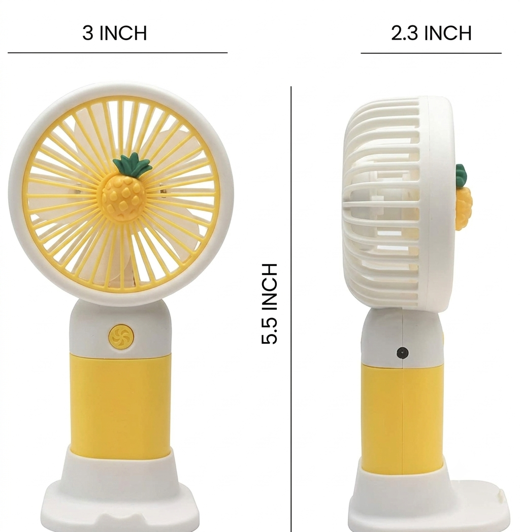 Multicolour Mini Portable Usb Hand Fan or Fan - 3 Speed Modes Handheld Fan for Summer With 1000 mAh Battery| Rechargable Hand fan for Women| Portable